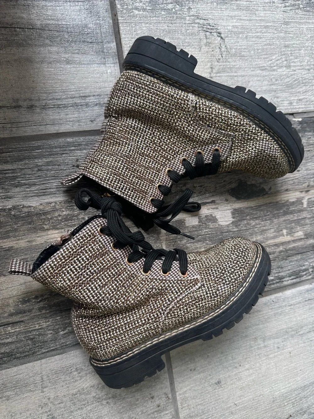 Kurt Geiger Mini Burlington Boot metallic gold combat boots Size 13